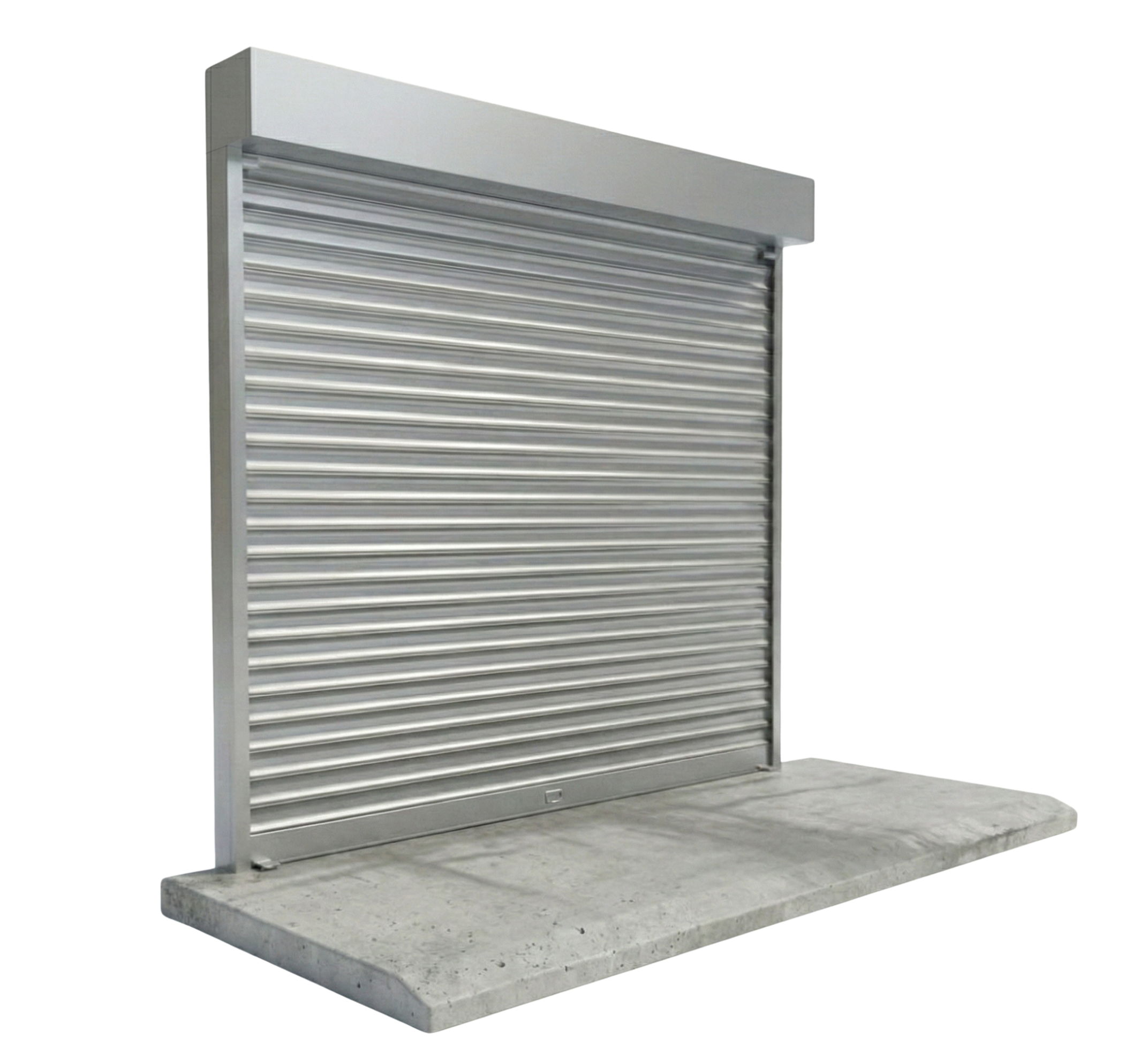 Rideau metallique a lames pleines fabrique en France installe sur un commerce